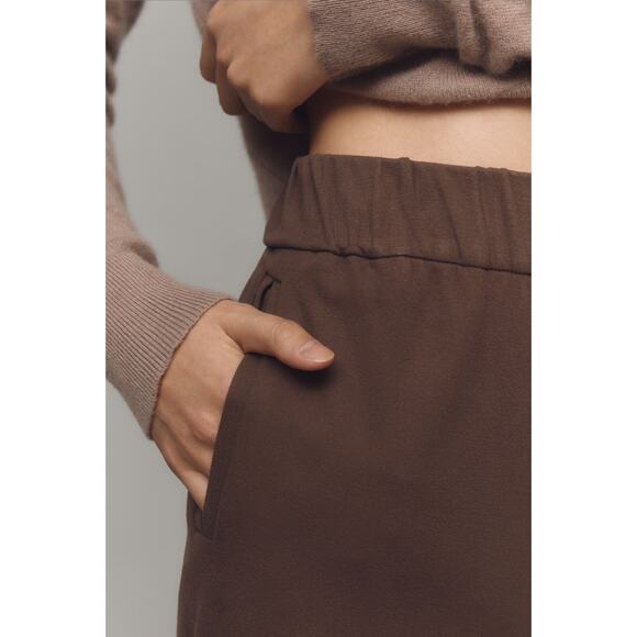 Anthropologie Tall NWT Maeve Stretch Knit Brown Wide Leg Pull On Pants XS - Picture 4 of 10